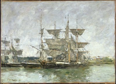 Boote im Hafen, Deauville, 1881 von Eugene Louis Boudin